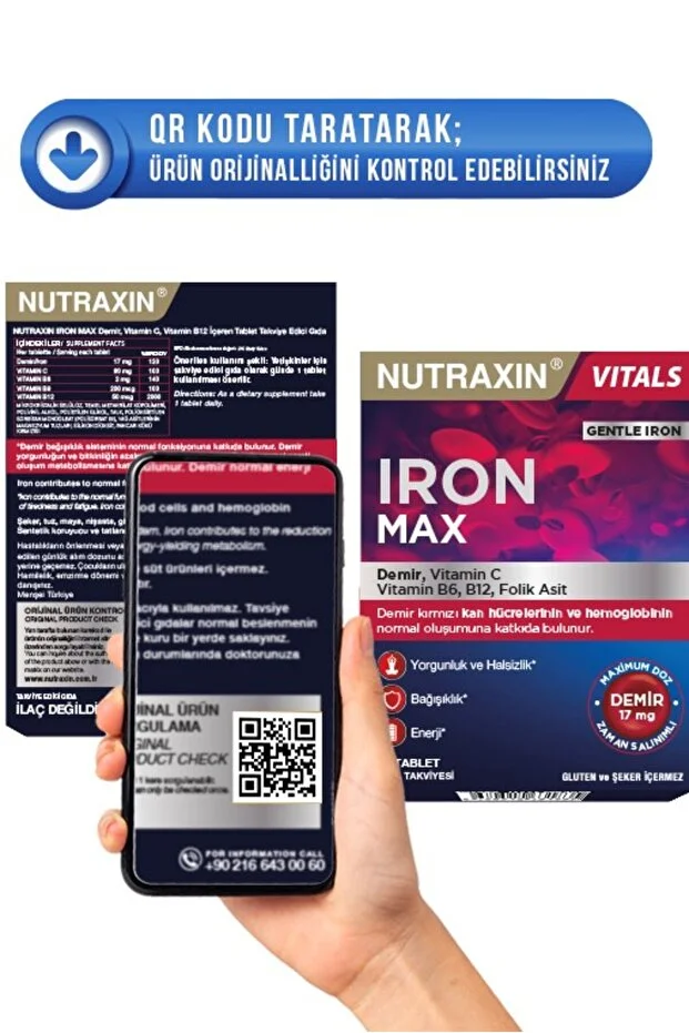 Iron Max 17 Mg 30 Tablet - Gentle Iron, Vitamin C, B12, B6, Folik Asit Iron Max 17 Mg 30 Tablet - Gentle Iron, Vitamin C, B12, B6, Folik Asit
